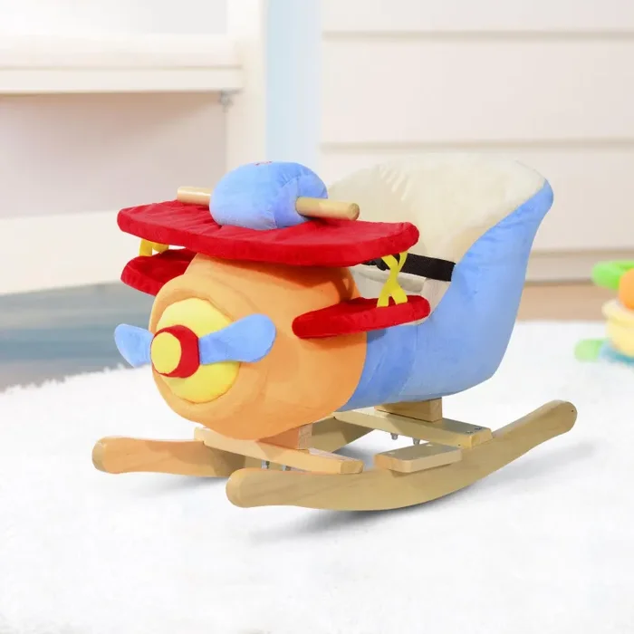 Aeroplano a Dondolo per Bambini in Peluche e Legno Massello Sconti - immagine 2