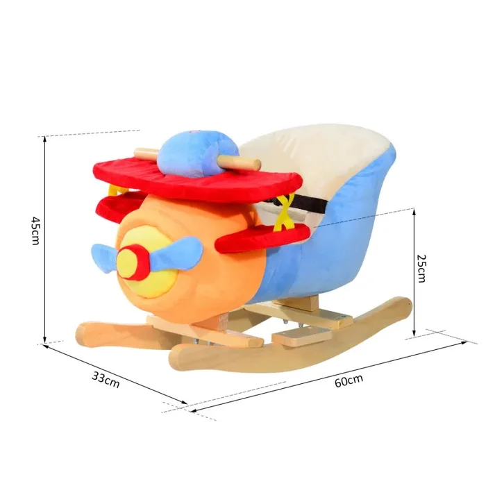 Aeroplano a Dondolo per Bambini in Peluche e Legno Massello Sconti - immagine 3