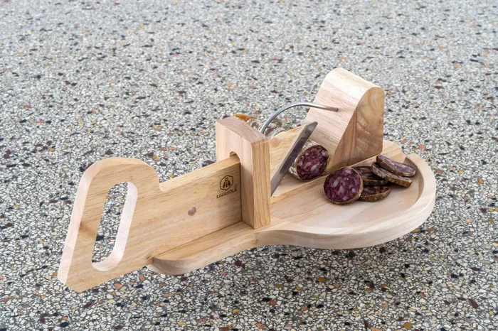Affettatrice Manuale 30,2×19,1×12,0 cm per Salumi in Legno Naturale - immagine 2