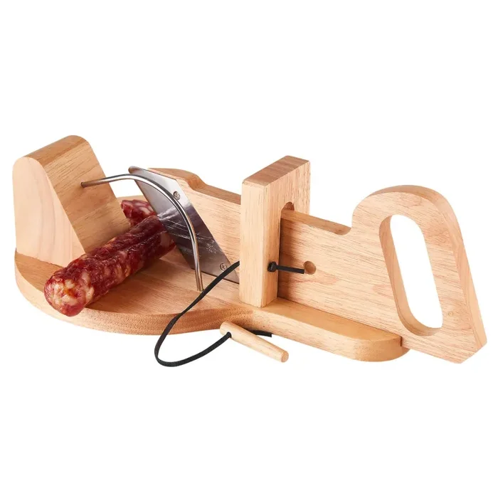 Affettatrice Manuale 30,2×19,1×12,0 cm per Salumi in Legno Naturale - immagine 3