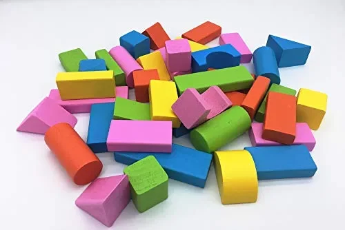 Afunti 50 Pezzi in Legno Costruzione Set Blocchi Giocattolo Educativi per… Online - immagine 3