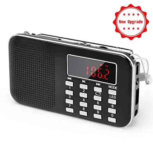 Aggiornamento PRUNUS L-218 Mini Radio Portatile Ricaricabile AM(MW)/FM Nero