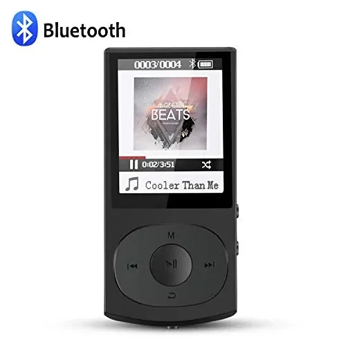 AGPTEK Bluetooth 4.0 Lettore Mp3 8GB C3B Player di Metallo con Nero MC3 Vendita calda online