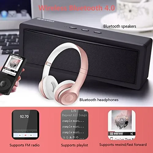 AGPTEK Bluetooth 4.0 Lettore Mp3 8GB C3B Player di Metallo con Nero MC3 Vendita calda online - immagine 3