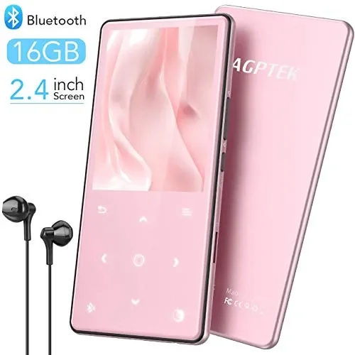 AGPTEK Lettore MP3 16 GB con Bluetooth 4.2, Musicale Audio Rosa