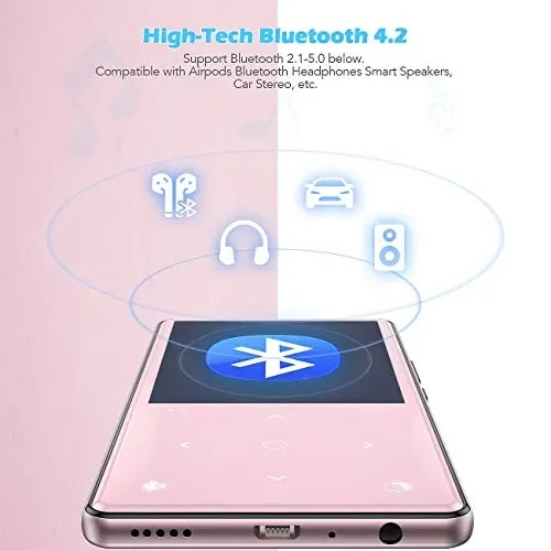 AGPTEK Lettore MP3 16 GB con Bluetooth 4.2, Musicale Audio Rosa - immagine 2