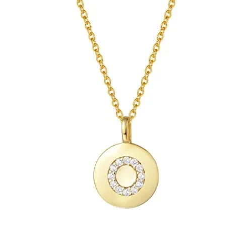 AGVANA Collana in oro con lettera da donna argento sterling 925 iniziali O