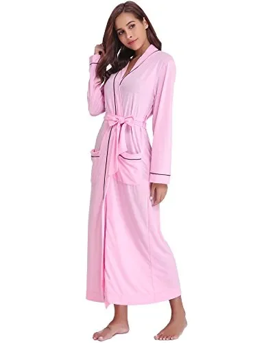 Aibrou Vestaglie Donna Cotone, Pigiama Kimono da Notte, Camicia L, Rosa-donna
