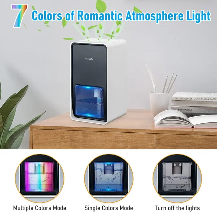 Aidodo Deumidificatore per Casa Muffa 1000ML,Deomificatore Piccolo D’Aria Mini Portatile,Auto-off, Deumidificatori Assorbire l’acqua 500ml/24h, Per Armadio Stanze Cantina Ufficio Camera da Letto - immagine 3