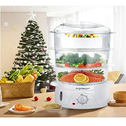 Aigostar Fitfoodie 30CFO – Vaporiera con Timer, 3 cestini, 800W, BPA Free e… - immagine 2