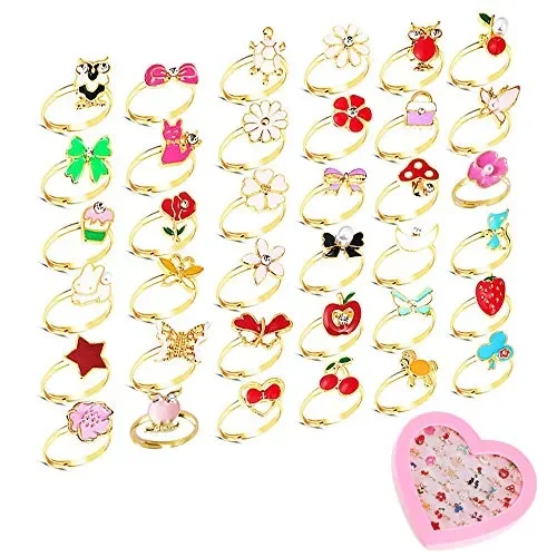 AILANDA 36 Pezzi Anelli Bambina Regolabili Bimba Principesse con…