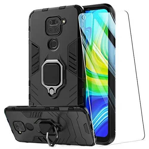 AILRINNI Cover per Xiaomi Redmi Note 9 – Pellicola Protettiva in Vetro Nero