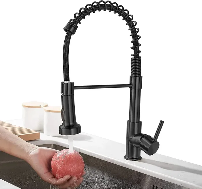 AILRINNI Rubinetto Cucina con Doccetta Estraibile – Miscelatore Cucina Molla a 2 Modalità , Rubinetto Lavello Cucina 360° Fredda e Calda – Nero Vendita calda