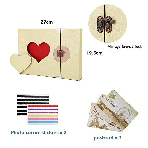 AIOR Album Fotografico Autoadesivo con Incisione a Forma di Cuore, Fai Beige - immagine 3