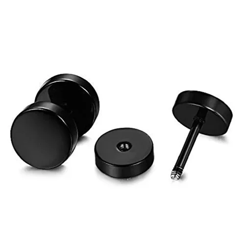 aituo unisex forte 2pcs punk gotico di 5mm+8mm+10mm, 3 pairs in total, Nero - immagine 2