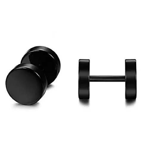 aituo unisex forte 2pcs punk gotico di 5mm+8mm+10mm, 3 pairs in total, Nero - immagine 3