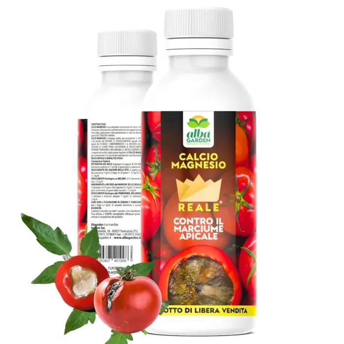 Albagarden – Calcio Per Pomodori Liquido Concime Orto Nitrato Di Calcio Fertilizzante Piante Cura Del Marciume Apicale Nero Alta Concentrazione Ricco In Magnesio Azoto Potassio Calcio Liquido x 1 Kg