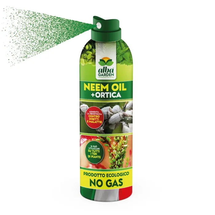 Albagarden – Effetto Insetticida Piante Naturale – Olio Di Neem Per Piante + Estratto Di Ortica Biologico – Repellente Per Cocciniglia Afidi Ragnetto Rosso Pidocchi Zanzare E Insetti – Spray 250 ml
