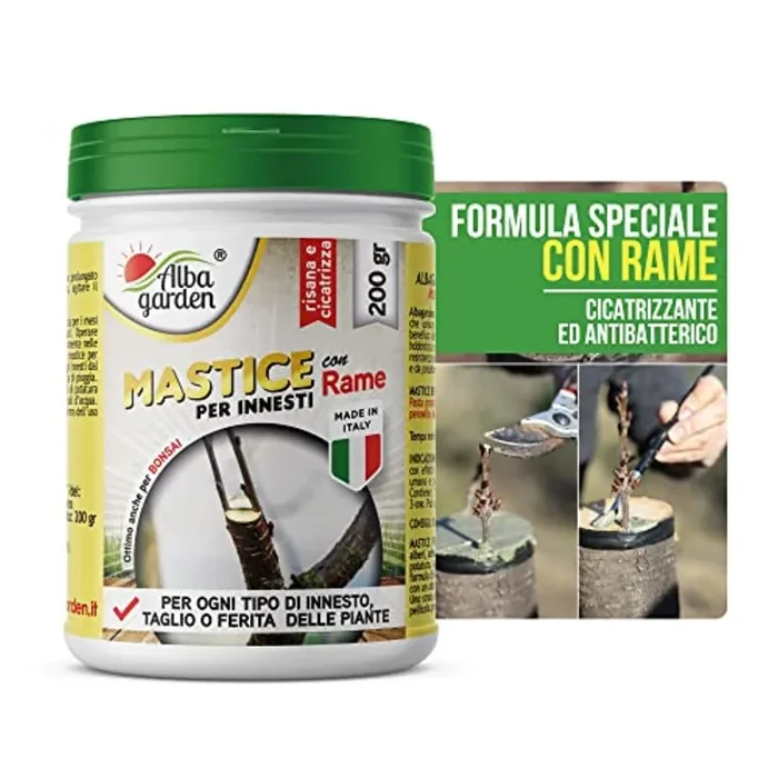 Albagarden – Mastice Per Innesti E Potature ++ Con Rame ++ Antibatterico Pasta Cicatrizzante Curativa Per Ferite Piante Alberi Arbusti Kit Bonsai X 200 Gr