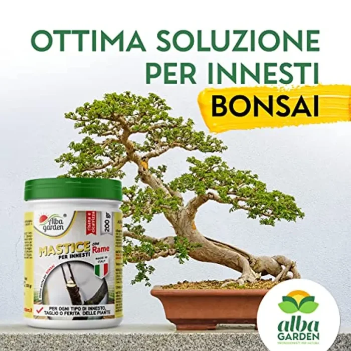 Albagarden – Mastice Per Innesti E Potature ++ Con Rame ++ Antibatterico Pasta Cicatrizzante Curativa Per Ferite Piante Alberi Arbusti Kit Bonsai X 200 Gr - immagine 3