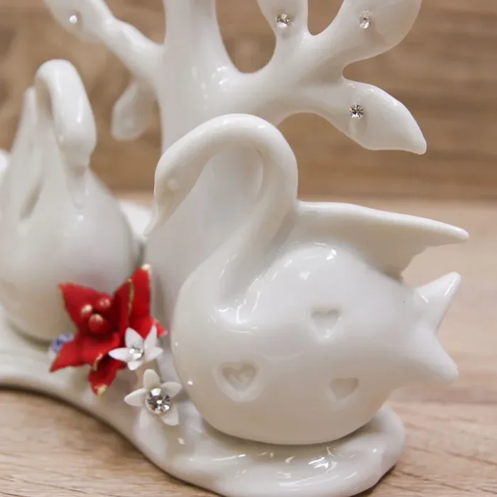 Albero della Vita con Cigni Porcellana di Capodimonte Lucido - immagine 3