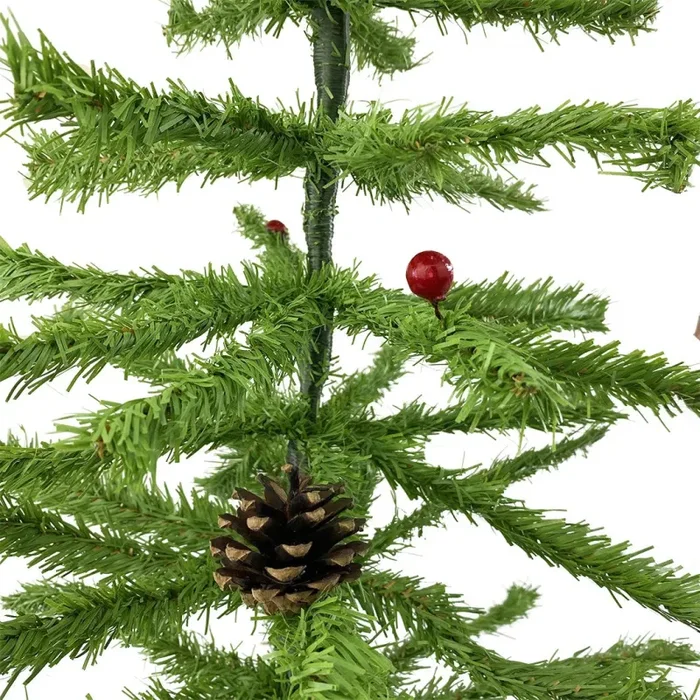 Albero di Natale 70H cm Rami pieghevoli e pigne Abete Artificiale in PVC - immagine 2