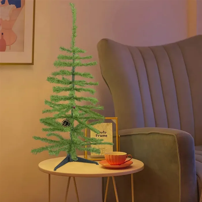 Albero di Natale 70H cm Rami pieghevoli e pigne Abete Artificiale in PVC - immagine 3