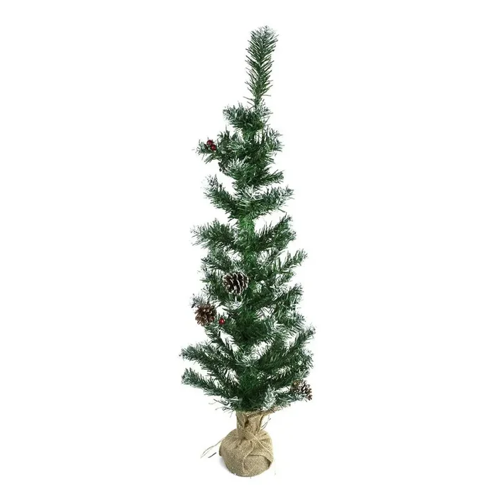 Albero di Natale 90H cm con pigne e base in juta Abete Artificiale