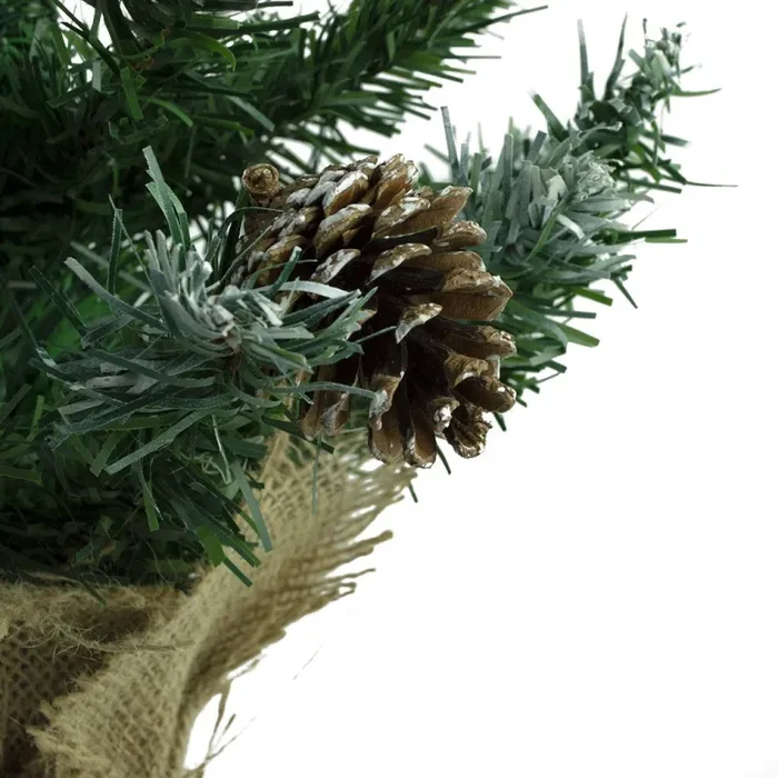 Albero di Natale 90H cm con pigne e base in juta Abete Artificiale - immagine 2