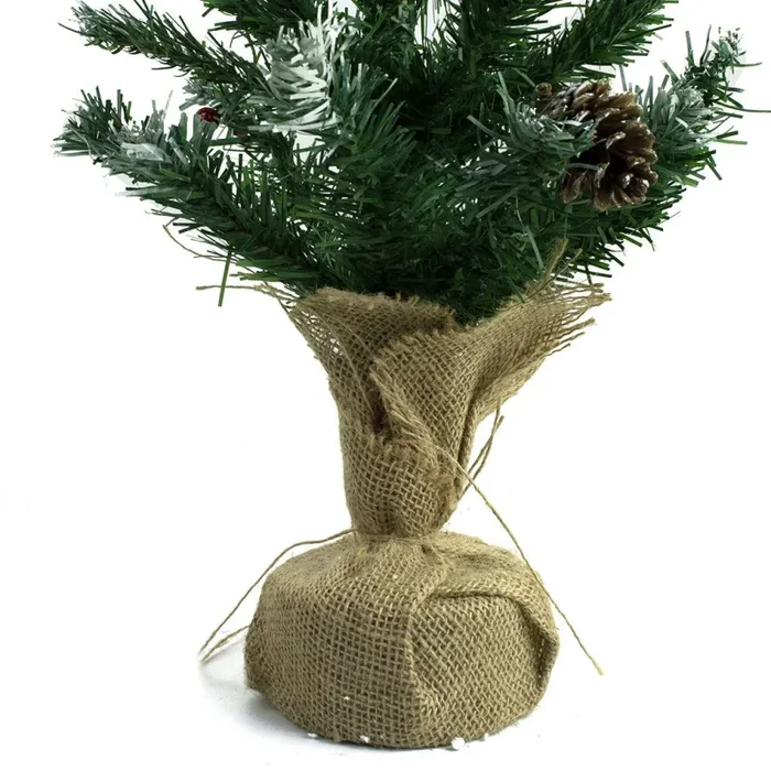 Albero di Natale 90H cm con pigne e base in juta Abete Artificiale - immagine 3