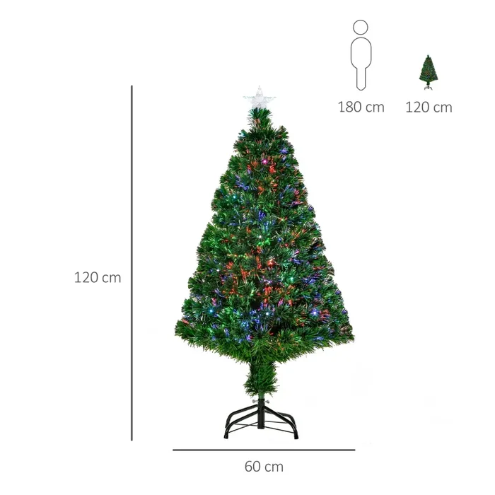 Albero di Natale Artificiale 120 cm 130 Rami in Fibra Ottica e PVC e 16 luci LED Moda - immagine 3