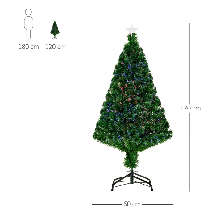 Albero di Natale Artificiale 120 cm Foltissimo in Fibra Ottica con Supporto in PVC In saldo - immagine 3