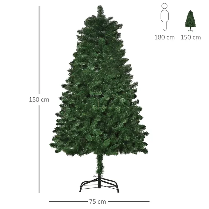 Albero di Natale Artificiale 150 cm 454 Rami Verde - immagine 3