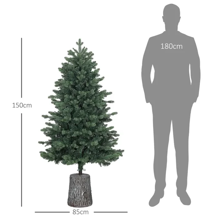 Albero di Natale Artificiale 150 cm 994 Rami Realistico Base in Resina Verde - immagine 3