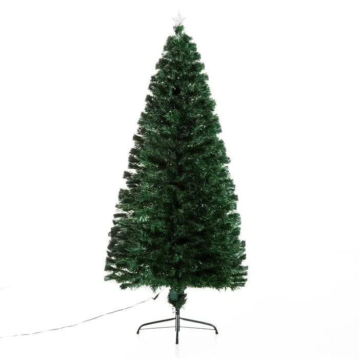 Albero di Natale Artificiale 180 cm 230 Rami in PVC con Luci LED Verde