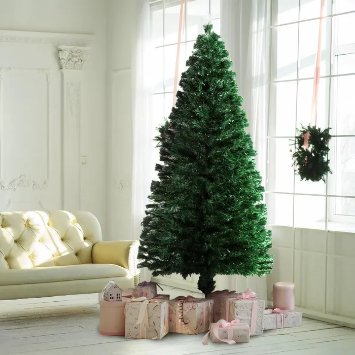 Albero di Natale Artificiale 180 cm 230 Rami in PVC con Luci LED Verde - immagine 2