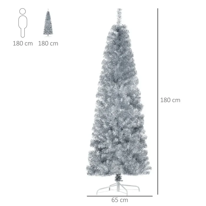 Albero di Natale Artificiale 180 cm 618 Rami Argento - immagine 3