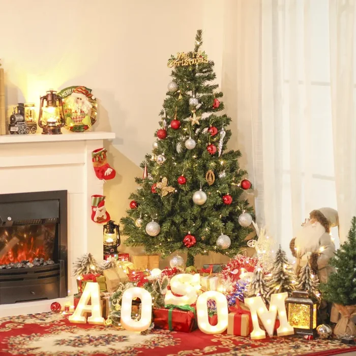 Albero di Natale Artificiale 180 cm 634 Rami 217 LED Pino Verde - immagine 2