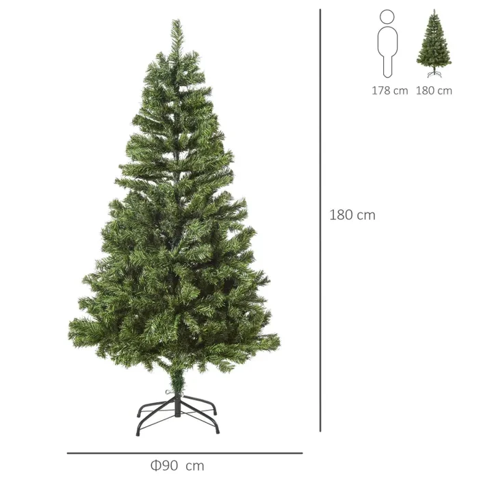 Albero di Natale Artificiale 180 cm 634 Rami 217 LED Pino Verde - immagine 3