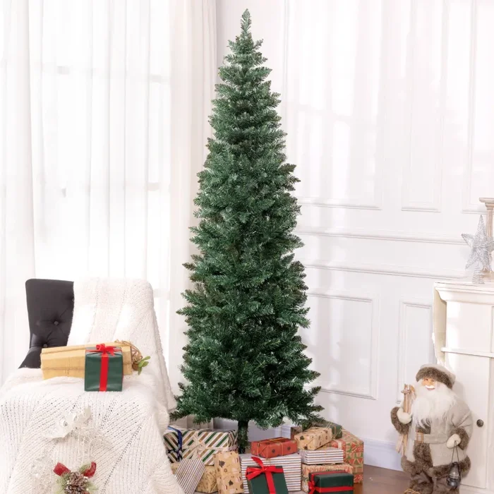 Albero di Natale Artificiale 210 cm 687 Rami Design Alto e Stretto Verde - immagine 2