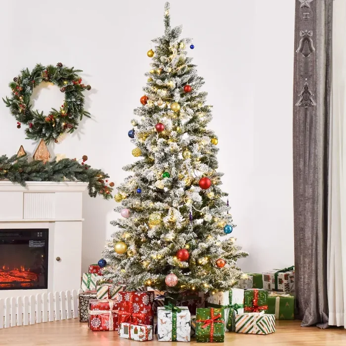 Albero di Natale Artificiale 210 cm 829 Rami 250 Luci LED Colorate Verde - immagine 2