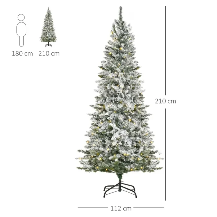 Albero di Natale Artificiale 210 cm 829 Rami 250 Luci LED Colorate Verde - immagine 3