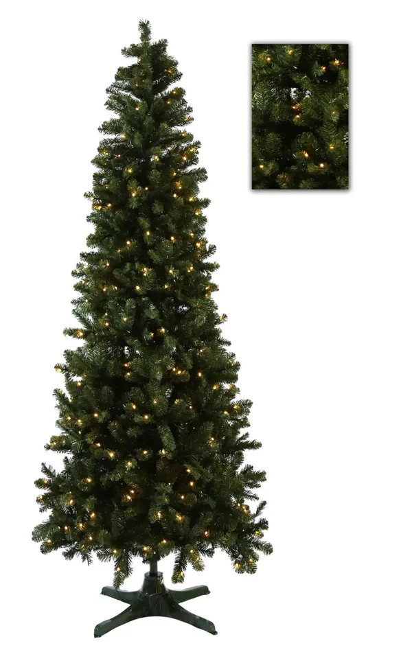 Albero di Natale Artificiale con LED Apertura ad Ombrello Kentucky Slim Verde Varie Misure - immagine 2