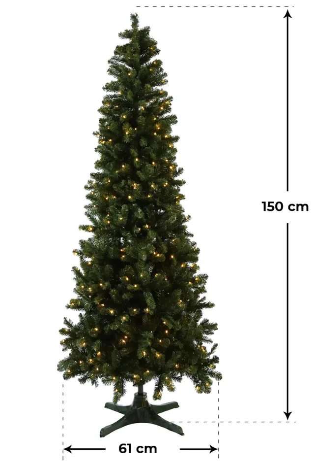 Albero di Natale Artificiale con LED Apertura ad Ombrello Kentucky Slim Verde Varie Misure - immagine 3