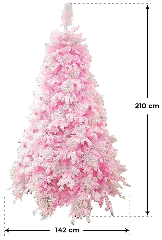 Albero di Natale Artificiale con Led Rosa Monterosa Bianco Varie Misure - immagine 2