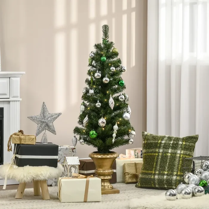 Albero di Natale Artificiale H120 cm 140 Rami con Luci LED Verde - immagine 2
