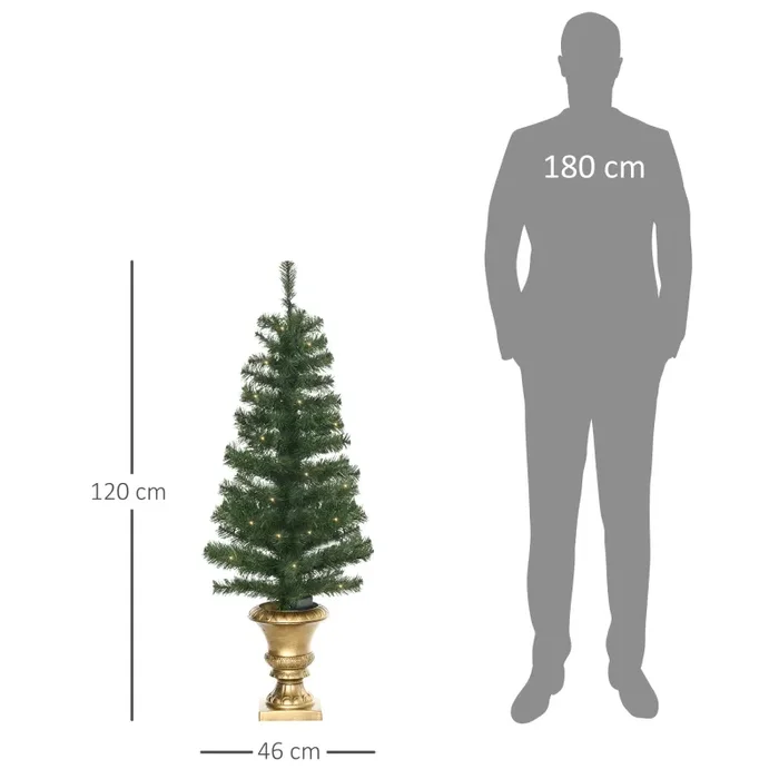 Albero di Natale Artificiale H120 cm 140 Rami con Luci LED Verde - immagine 3