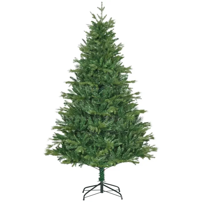 Albero di Natale Artificiale H180 cm 1443 Rami con Decori e Base in Metallo Verde