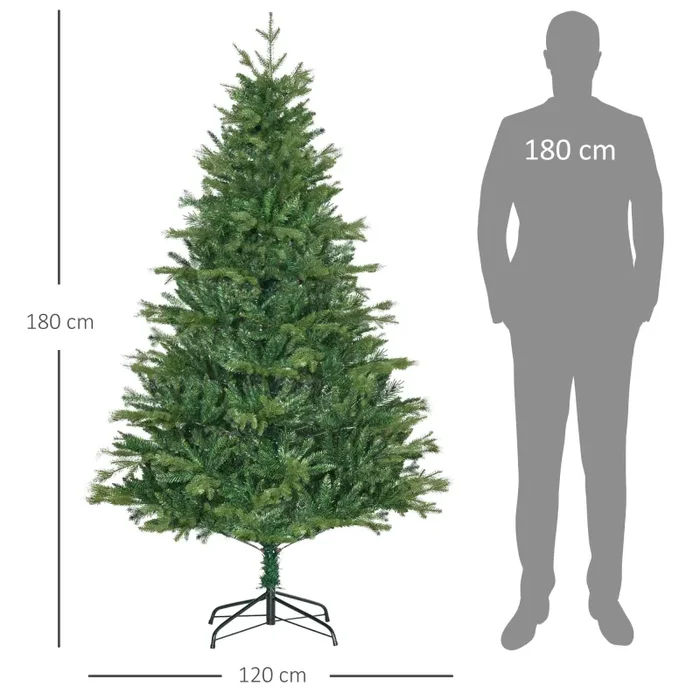 Albero di Natale Artificiale H180 cm 1443 Rami con Decori e Base in Metallo Verde - immagine 3