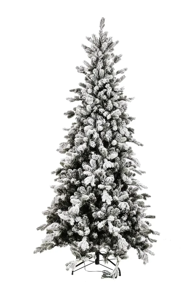 Albero di Natale Artificiale H200 cm Abete Dolomiti innevato 991 Tips 260 Led Verde - immagine 2